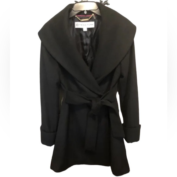 Trina Turk Wool Cashmere blend Princess coat in black size 0 - Picture 7 of 10